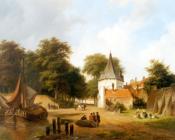 巴斯勒莫斯 约翰内斯 范 霍夫 : Afgemeerde vrachtschepen buiten de stadsmuur